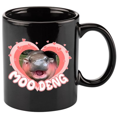 I Love Moo Deng Baby Hippo Moo Deng I Heart Moo Deng 11oz C Handle Ceramic Mug