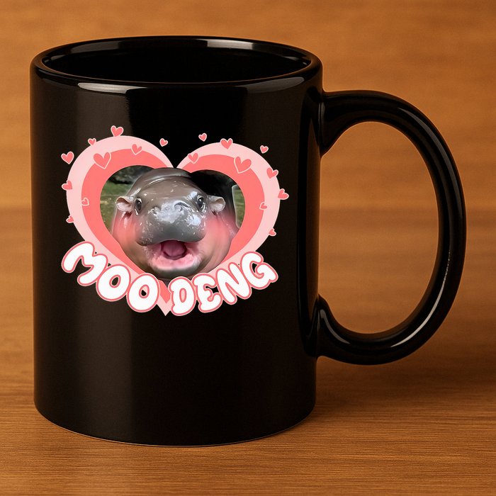 I Love Moo Deng Baby Hippo Moo Deng I Heart Moo Deng 11oz C Handle Ceramic Mug