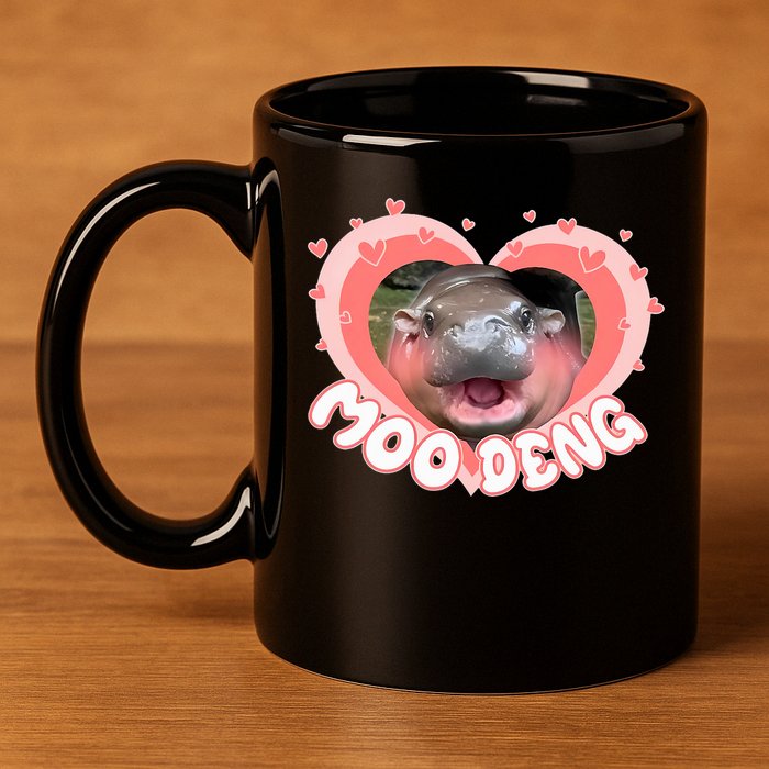 I Love Moo Deng Baby Hippo Moo Deng I Heart Moo Deng 11oz C Handle Ceramic Mug