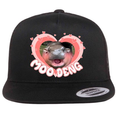 I Love Moo Deng Baby Hippo Moo Deng I Heart Moo Deng Flatbill Hat