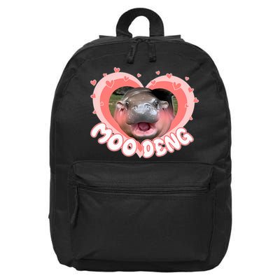 I Love Moo Deng Baby Hippo Moo Deng I Heart Moo Deng 16 in Basic Backpack