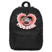 I Love Moo Deng Baby Hippo Moo Deng I Heart Moo Deng 16 in Basic Backpack