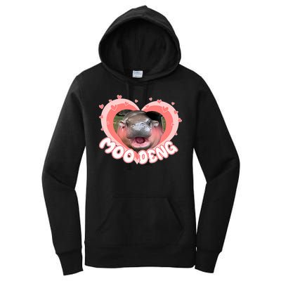 I Love Moo Deng Baby Hippo Moo Deng I Heart Moo Deng Women's Pullover Hoodie