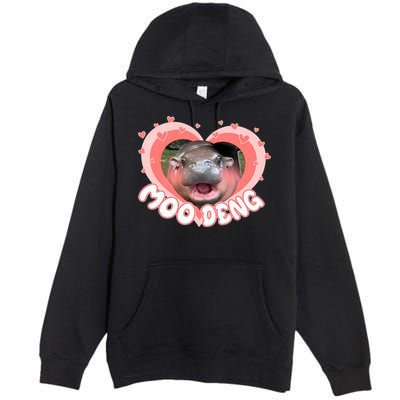 I Love Moo Deng Baby Hippo Moo Deng I Heart Moo Deng Premium Pullover Hoodie