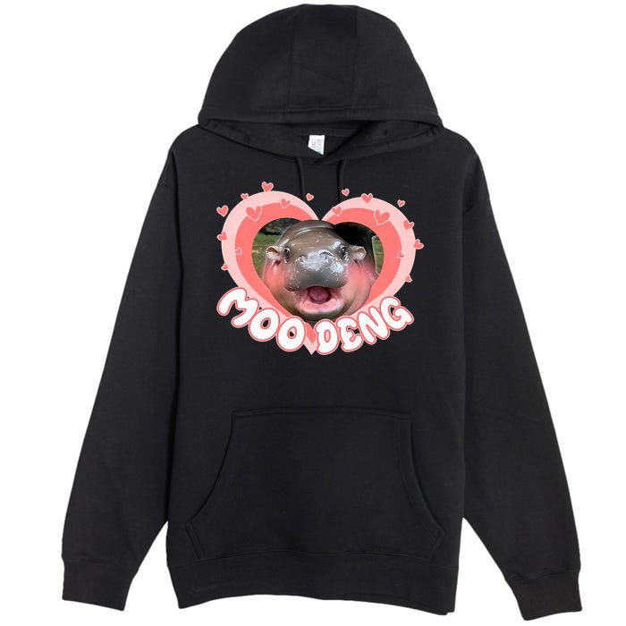I Love Moo Deng Baby Hippo Moo Deng I Heart Moo Deng Premium Pullover Hoodie