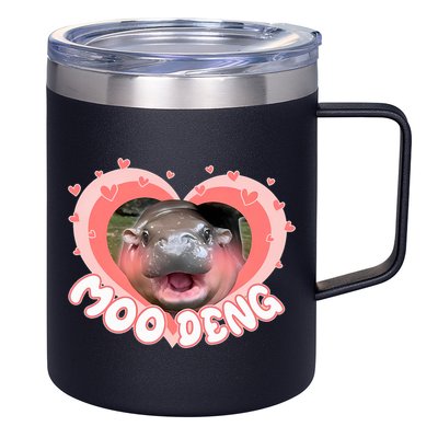 I Love Moo Deng Baby Hippo Moo Deng I Heart Moo Deng 12oz Stainless Steel Coffee Mug
