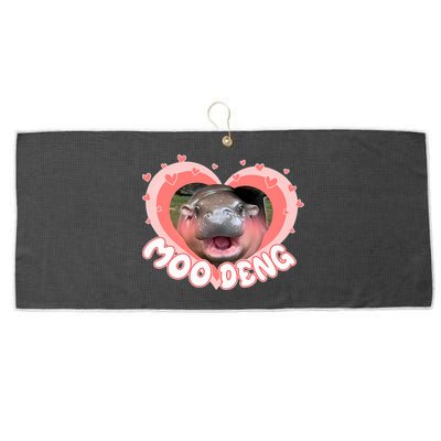 I Love Moo Deng Baby Hippo Moo Deng I Heart Moo Deng Large Microfiber Waffle Golf Towel