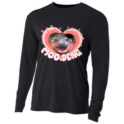 I Love Moo Deng Baby Hippo Moo Deng I Heart Moo Deng Cooling Performance Long Sleeve Crew