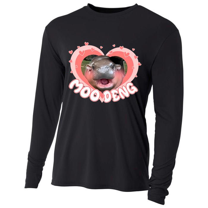 I Love Moo Deng Baby Hippo Moo Deng I Heart Moo Deng Cooling Performance Long Sleeve Crew