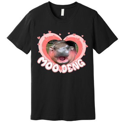I Love Moo Deng Baby Hippo Moo Deng I Heart Moo Deng Premium T-Shirt