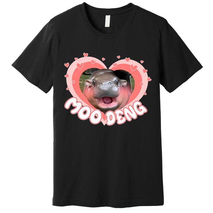 I Love Moo Deng Baby Hippo Moo Deng I Heart Moo Deng Premium T-Shirt