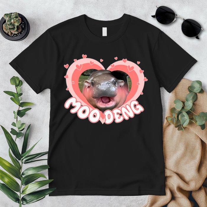 I Love Moo Deng Baby Hippo Moo Deng I Heart Moo Deng Premium T-Shirt