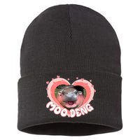 I Love Moo Deng Baby Hippo Moo Deng I Heart Moo Deng Sustainable Knit Beanie