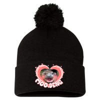 I Love Moo Deng Baby Hippo Moo Deng I Heart Moo Deng Pom Pom 12in Knit Beanie