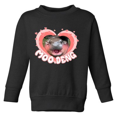 I Love Moo Deng Baby Hippo Moo Deng I Heart Moo Deng Toddler Sweatshirt
