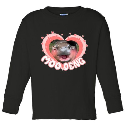 I Love Moo Deng Baby Hippo Moo Deng I Heart Moo Deng Toddler Long Sleeve Shirt