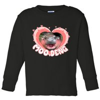 I Love Moo Deng Baby Hippo Moo Deng I Heart Moo Deng Toddler Long Sleeve Shirt