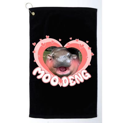 I Love Moo Deng Baby Hippo Moo Deng I Heart Moo Deng Golf Towel