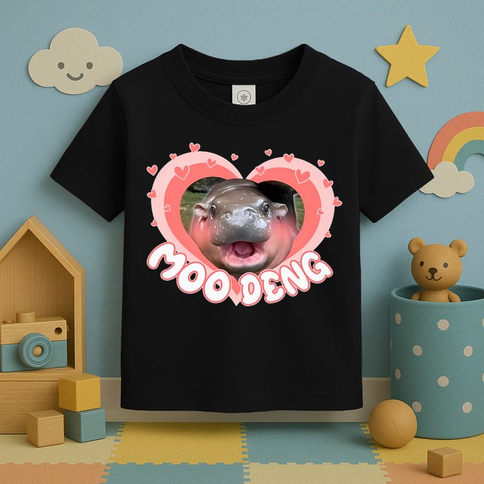 I Love Moo Deng Baby Hippo Moo Deng I Heart Moo Deng Toddler T-Shirt