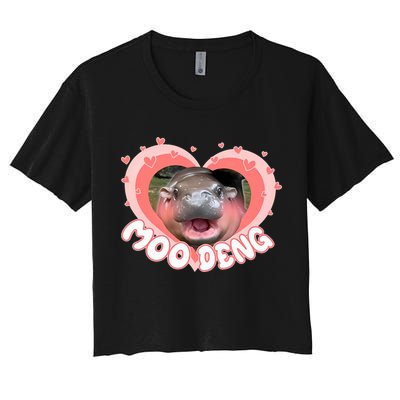 I Love Moo Deng Baby Hippo Moo Deng I Heart Moo Deng Crop Top