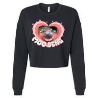 I Love Moo Deng Baby Hippo Moo Deng I Heart Moo Deng Cropped Pullover Crew