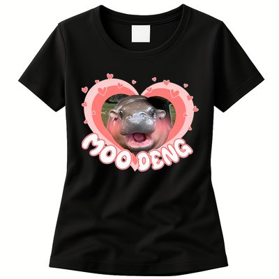 I Love Moo Deng Baby Hippo Moo Deng I Heart Moo Deng Womens T-Shirt