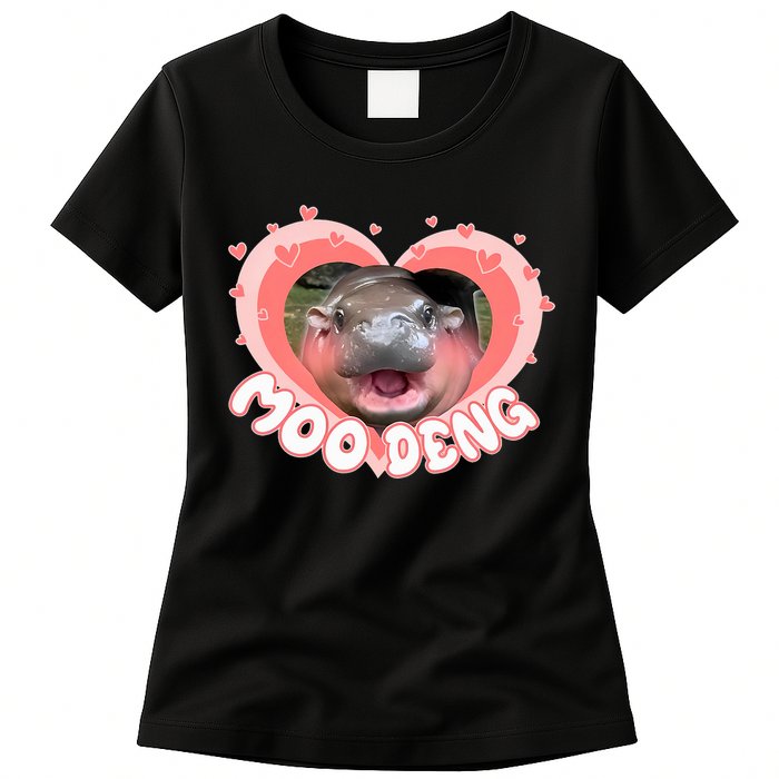 I Love Moo Deng Baby Hippo Moo Deng I Heart Moo Deng Womens T-Shirt