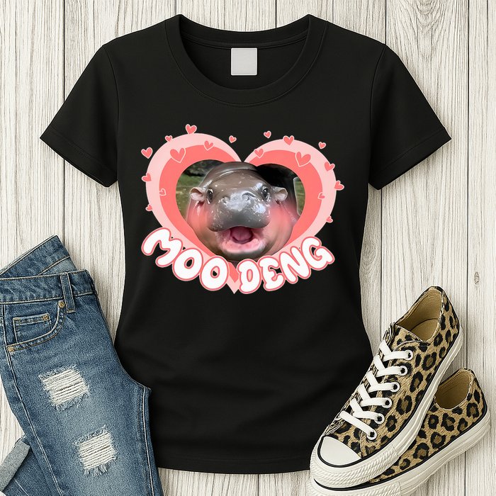 I Love Moo Deng Baby Hippo Moo Deng I Heart Moo Deng Womens T-Shirt