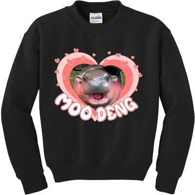 I Love Moo Deng Baby Hippo Moo Deng I Heart Moo Deng Kids Sweatshirt