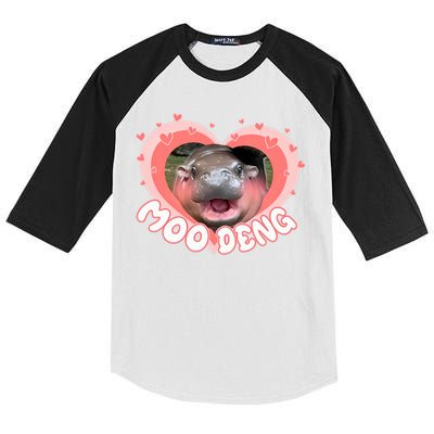 I Love Moo Deng Baby Hippo Moo Deng I Heart Moo Deng Kids Colorblock Raglan Jersey