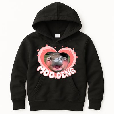 I Love Moo Deng Baby Hippo Moo Deng I Heart Moo Deng Kids Hoodie