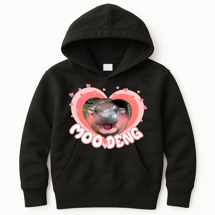 I Love Moo Deng Baby Hippo Moo Deng I Heart Moo Deng Kids Hoodie