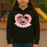 I Love Moo Deng Baby Hippo Moo Deng I Heart Moo Deng Kids Hoodie