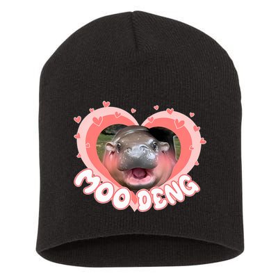 I Love Moo Deng Baby Hippo Moo Deng I Heart Moo Deng Short Acrylic Beanie