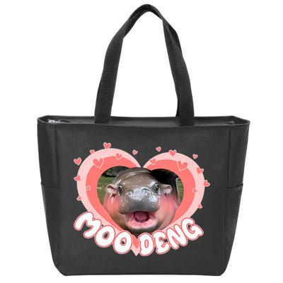 I Love Moo Deng Baby Hippo Moo Deng I Heart Moo Deng Zip Tote Bag