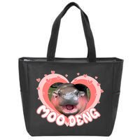 I Love Moo Deng Baby Hippo Moo Deng I Heart Moo Deng Zip Tote Bag