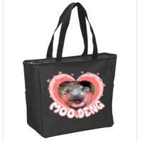 I Love Moo Deng Baby Hippo Moo Deng I Heart Moo Deng Zip Tote Bag