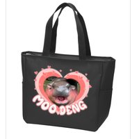 I Love Moo Deng Baby Hippo Moo Deng I Heart Moo Deng Zip Tote Bag