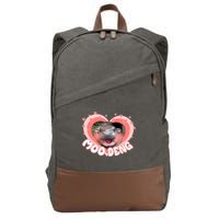 I Love Moo Deng Baby Hippo Moo Deng I Heart Moo Deng Cotton Canvas Backpack