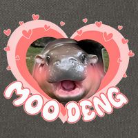 I Love Moo Deng Baby Hippo Moo Deng I Heart Moo Deng Cotton Canvas Backpack