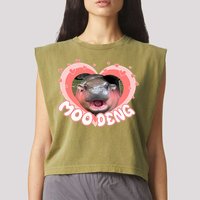 I Love Moo Deng Baby Hippo Moo Deng I Heart Moo Deng Garment-Dyed Women's Muscle Tee