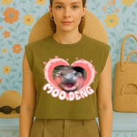 I Love Moo Deng Baby Hippo Moo Deng I Heart Moo Deng Garment-Dyed Women's Muscle Tee