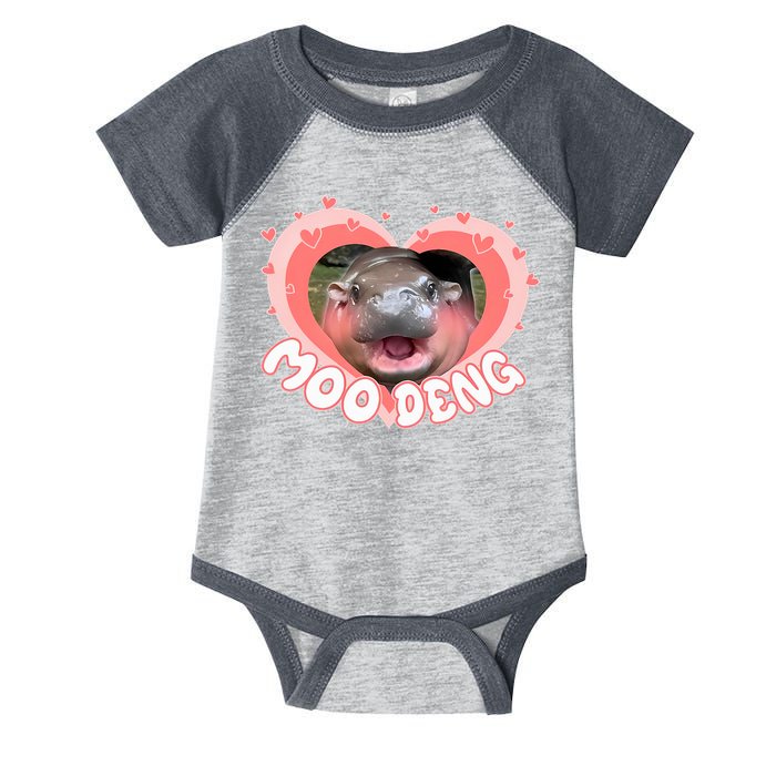 I Love Moo Deng Baby Hippo Moo Deng I Heart Moo Deng Infant Baby Jersey Bodysuit