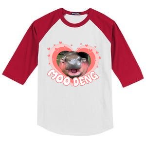 I Love Moo Deng Baby Hippo Moo Deng I Heart Moo Deng Kids Colorblock Raglan Jersey