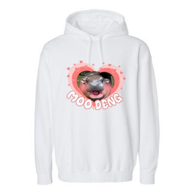 I Love Moo Deng Baby Hippo Moo Deng I Heart Moo Deng Garment-Dyed Fleece Hoodie