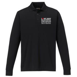 I Love My Girlfriend So Please Stay Away From Me Funny Performance Long Sleeve Polo