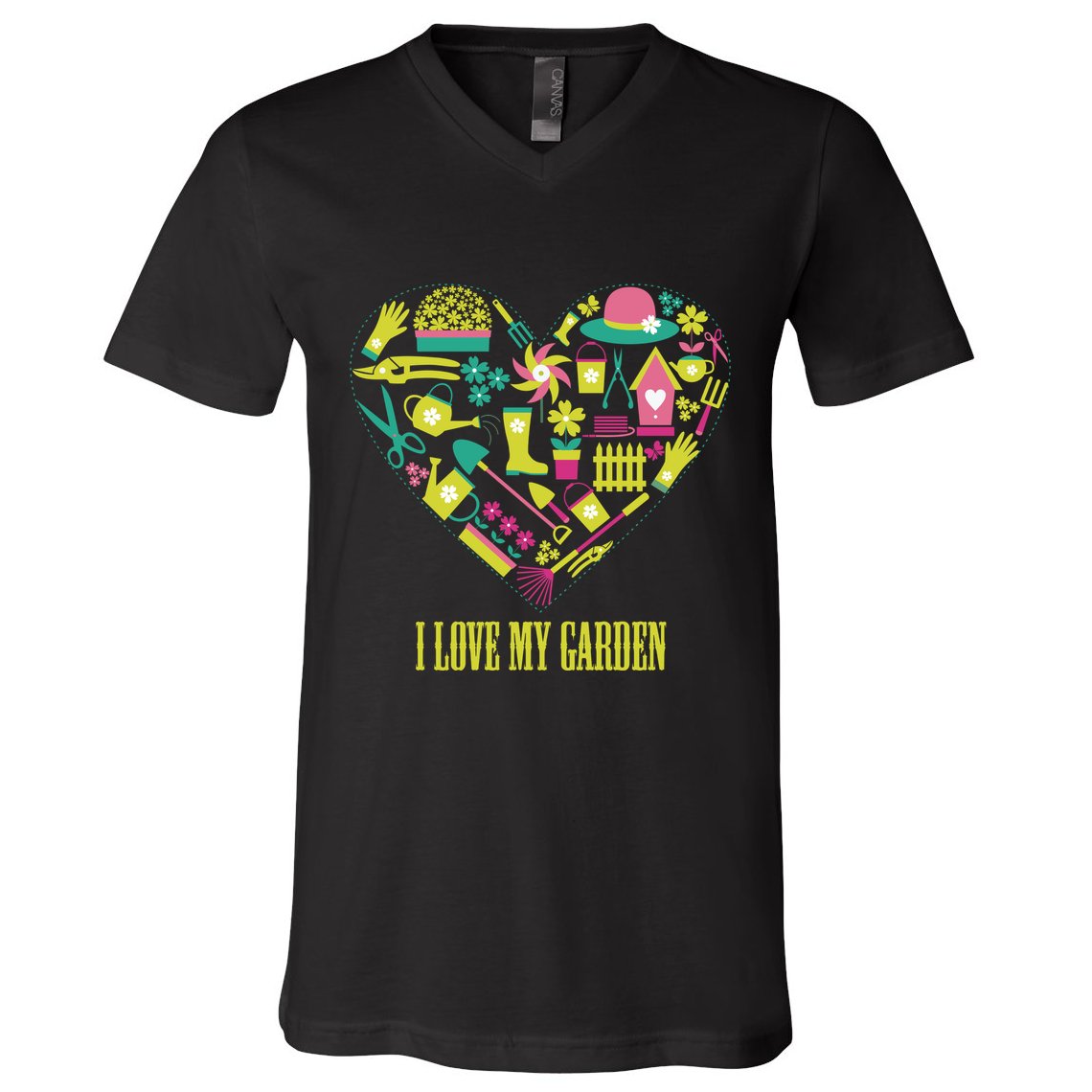 I Love My Garden Abstract Heart V-Neck T-Shirt