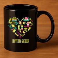 I Love My Garden Abstract Heart 11oz C Handle Ceramic Mug