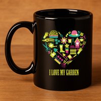 I Love My Garden Abstract Heart 11oz C Handle Ceramic Mug