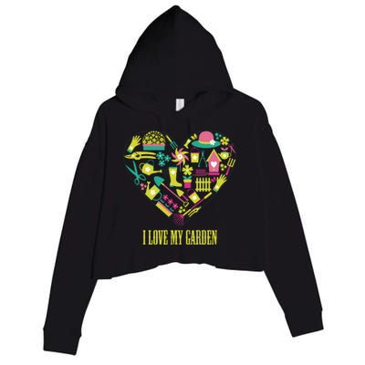 I Love My Garden Abstract Heart Crop Fleece Hoodie